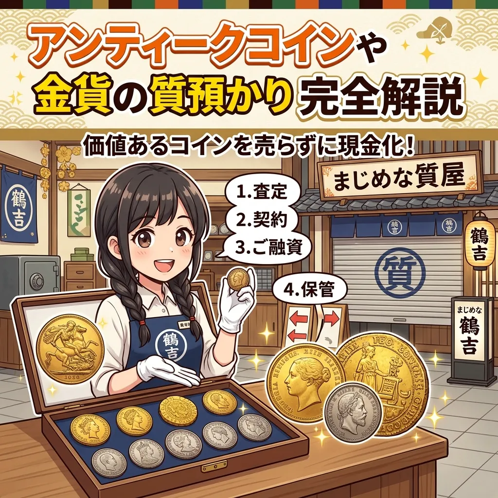 アンティークコインや金貨の質預かり 完全解説 コレクションを手放さずに、資金調達をする方法があります