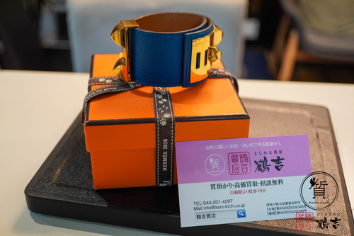 川崎でHERMES エルメスの質入れ・買取りが高い店　鶴吉質店です。  HERMES エルメス コリエドシアン メドール ブレスレット  ブルー 